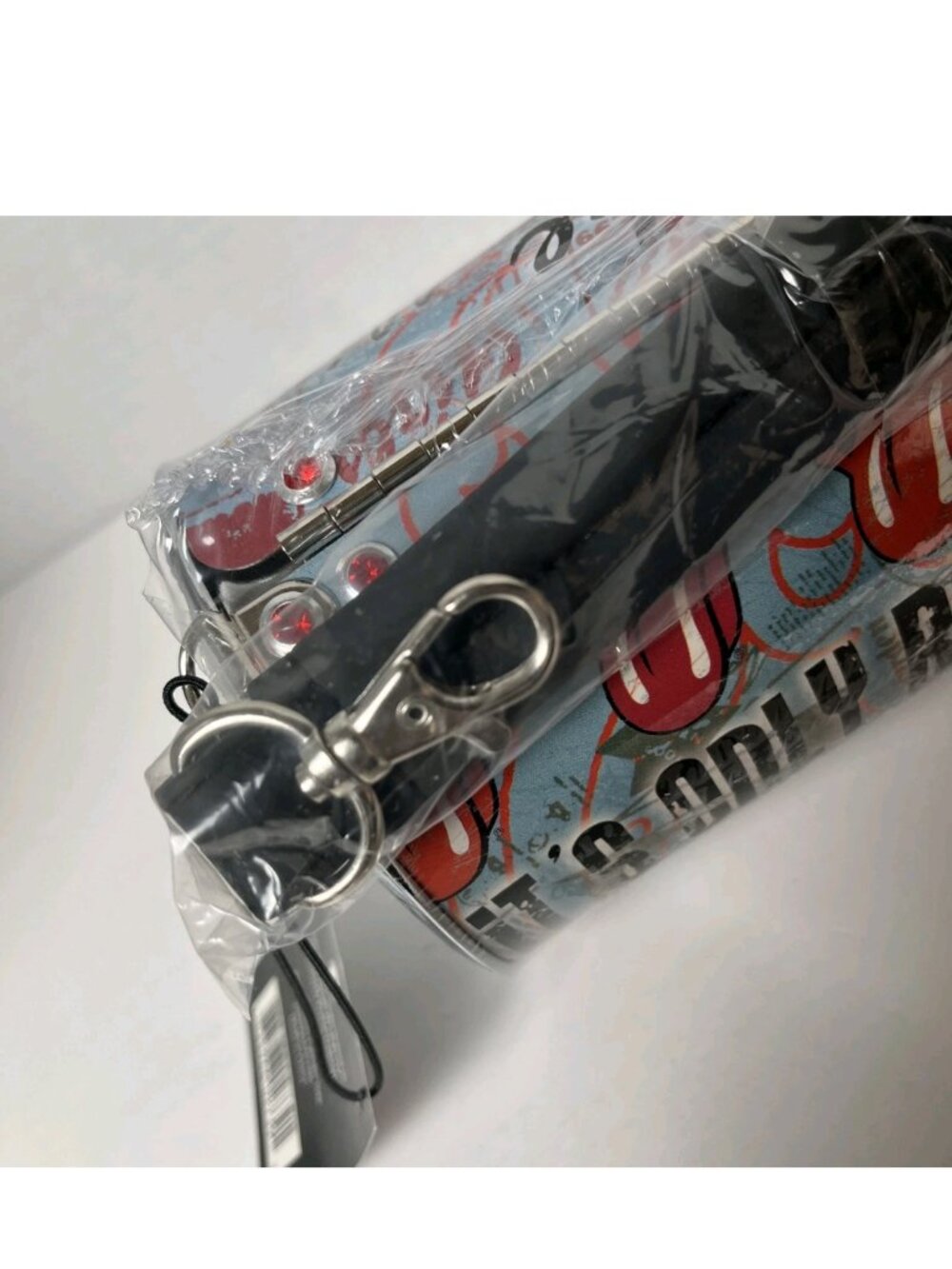 Rolling Stones Tongue Logo Cylinder Purse NWT Metal Handbag Rock Band Bag - Picture 4 of 12